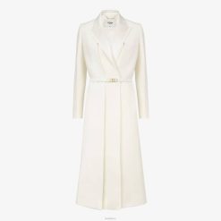 Fendi mujer abrigo de lana y seda 2LH8E1258 vestir blanco