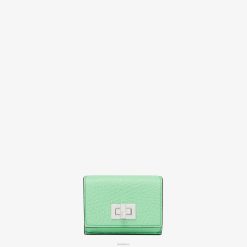 Fendi mujer billetera triple peekaboo de cuero 2LH8E1486 accesorios verde