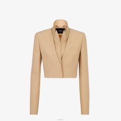 Fendi mujer bolero de lana y seda 2LH8E1085 vestir beige
