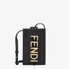 Fendi mujer bolsa de cuero para teléfono Graphy 2LH8E1432 accesorios negro