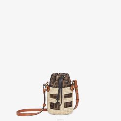 Fendi mujer Bolso bombonera ff de tejido y paja natural 2LH8E83 accesorios beige
