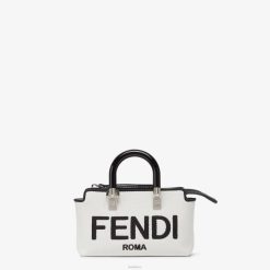 Fendi mujer bolso boston pequeño de lona con bordado roma 2LH8E700 accesorios blanco
