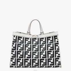 Fendi mujer bolso shopper de lona con bordado ff 2LH8E688 accesorios blanco