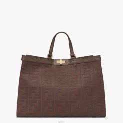 Fendi mujer bolso shopper de lona con bordado ff 2LH8E754 accesorios marrón