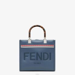 Fendi mujer bolso shopper pequeño de piel Sunshine 2LH8E644 accesorios azul