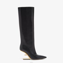Fendi mujer botas de cuero y tacón alto 2LH8E1356 zapatos negro
