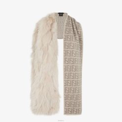 Fendi mujer bufanda de visón y lana 2LH8E77 accesorios blanco