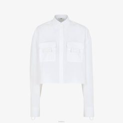 Fendi mujer camisa de popelina 2LH8E1016 vestir blanco