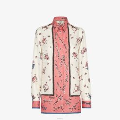 Fendi mujer camisa de seda 2LH8E1037 vestir multicolor