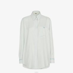 Fendi mujer camisa de seda 2LH8E979 vestir azul claro