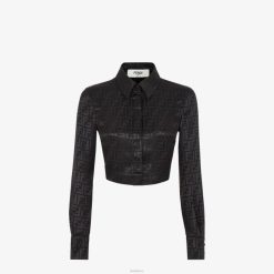 Fendi mujer camisa de seda 2LH8E995 vestir negro