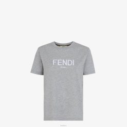 Fendi mujer camiseta de algodón melange 2LH8E1113 vestir gris