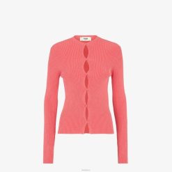 Fendi mujer cárdigan de algodón 2LH8E1028 vestir rosa