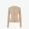 Fendi mujer cárdigan de algodón 2LH8E1084 vestir beige