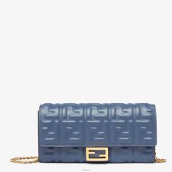 Fendi mujer cartera baguette continental con cadena de napa 2LH8E1490 accesorios azul