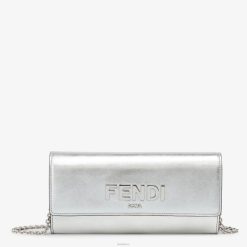 Fendi mujer cartera continental de piel con cadena 2LH8E1440 accesorios plata