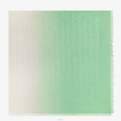 Fendi mujer chal de seda y lana 2LH8E204 accesorios verde