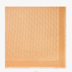 Fendi mujer chal de seda y lana color caramelo 2LH8E80 accesorios beige