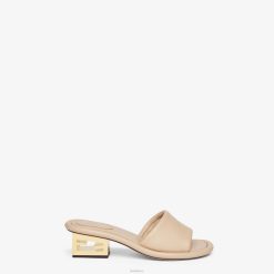 Fendi mujer chanclas de piel de napa 2LH8E1291 zapatos beige