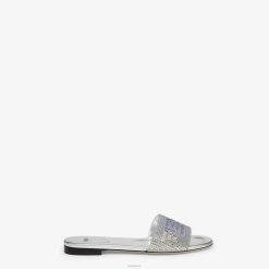 Fendi mujer chanclas de piel distintivas 2LH8E1316 zapatos plata