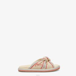 Fendi mujer chanclas de rafia pálida 2LH8E1310 zapatos beige