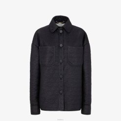 Fendi mujer chaqueta de cuero de napa 2LH8E1236 vestir negro