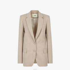 Fendi mujer chaqueta de franela 2LH8E949 vestir beige