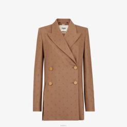 Fendi mujer chaqueta de lana 2LH8E1129 vestir marrón