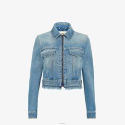 Fendi mujer Chaqueta de mezclilla 2LH8E1092 vestir azul