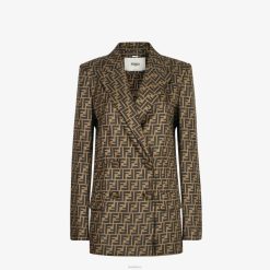 Fendi mujer chaqueta de seda 2LH8E1230 vestir marrón