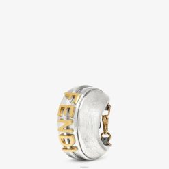 Fendi mujer Charm de cuero nanográfico 2LH8E391 accesorios plata