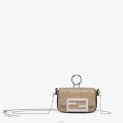 Fendi mujer charm nano baguette de cuero 2LH8E52 accesorios beige