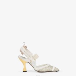 Fendi mujer destalonado de malla con tacón medio 2LH8E1313 zapatos blanco