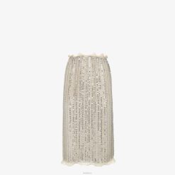 Fendi mujer falda con bordado de lentejuelas 2LH8E1254 vestir plata