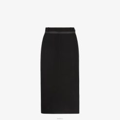 Fendi mujer falda de lana grano de poudre 2LH8E1010 vestir negro