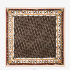 Fendi mujer fular de seda 2LH8E4 accesorios marrón