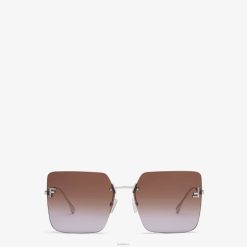Fendi mujer gafas de sol de metal paladio con lentes degradadas de dos tonos 2LH8E279 accesorios plata