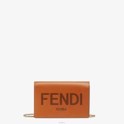 Fendi mujer minibolso cartera con cadena de piel 2LH8E1558 accesorios marrón