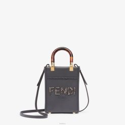 Fendi mujer minibolso de piel y elaphe 2LH8E843 accesorios gris