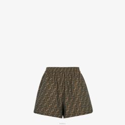 Fendi mujer pantalones cortos de lona 2LH8E978 vestir marrón