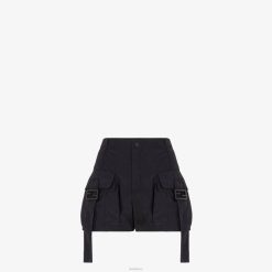 Fendi mujer pantalones cortos de nailon 2LH8E1076 vestir negro
