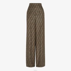 Fendi mujer pantalones de seda 2LH8E972 vestir marrón