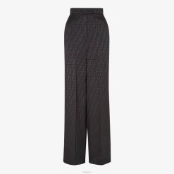 Fendi mujer pantalones de seda 2LH8E996 vestir negro