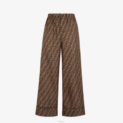 Fendi mujer pantalones en sarga 2LH8E1077 vestir marrón