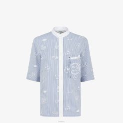 Fendi mujer remera de algodón 2LH8E1045 vestir azul