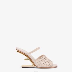 Fendi mujer sandalias de cuero de tacón alto 2LH8E1277 zapatos rosa