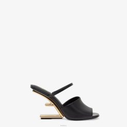 Fendi mujer sandalias de cuero de tacón alto 2LH8E1278 zapatos negro