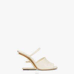 Fendi mujer sandalias de cuero de tacón alto 2LH8E1319 zapatos blanco