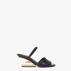 Fendi mujer sandalias de piel con tacón medio 2LH8E1370 zapatos negro