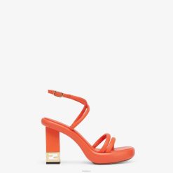 Fendi mujer sandalias de piel de napa 2LH8E1314 zapatos naranja